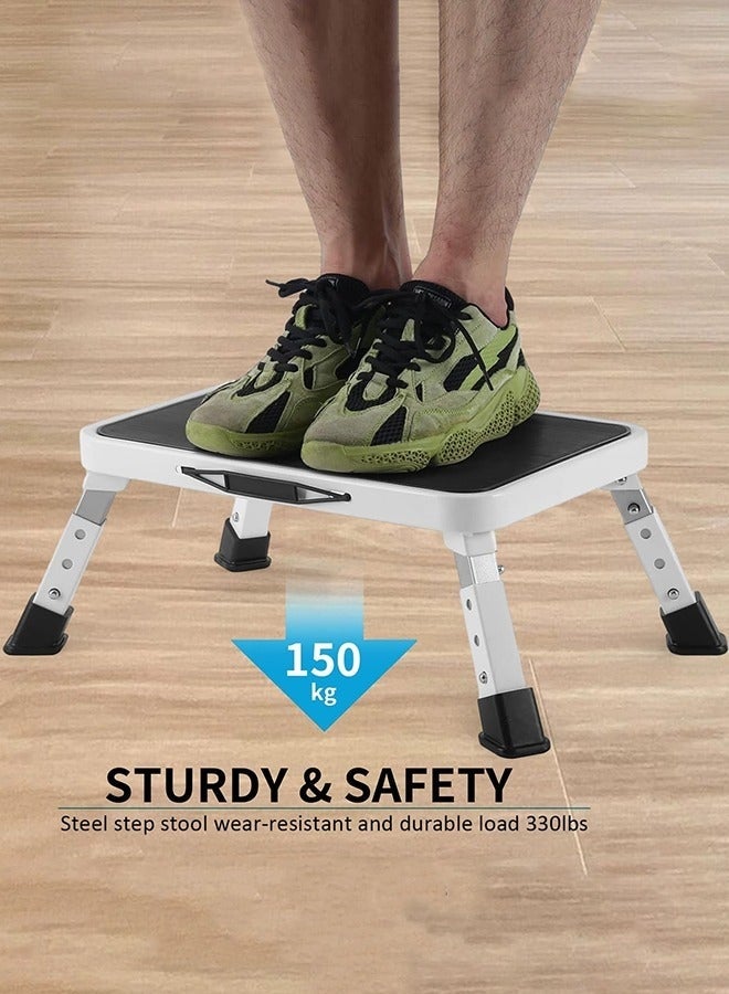 Arabest Folding Step Stool, Height-Adjustable Step Stool with Non-Slip Platform, Step Ladder for Adults or Kids in Kitchen, Home, 150KG Capacity - Image 3